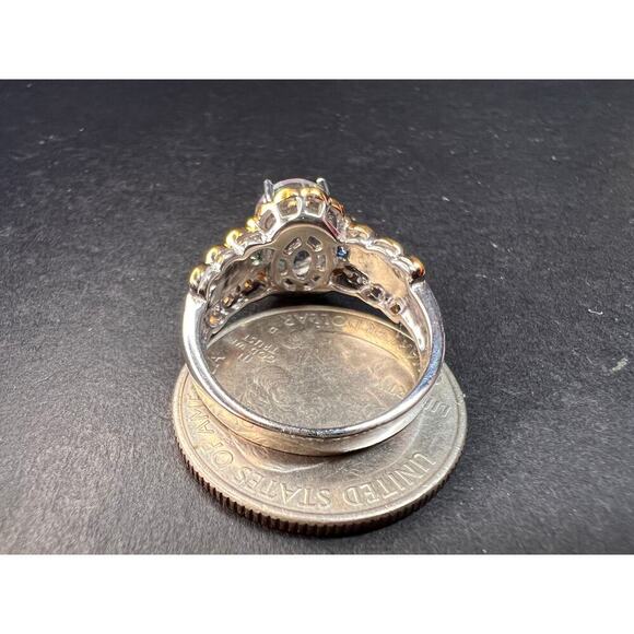 NEW green mystic topaz two toned sterling silver ring size 8 - Picture 8 of 16